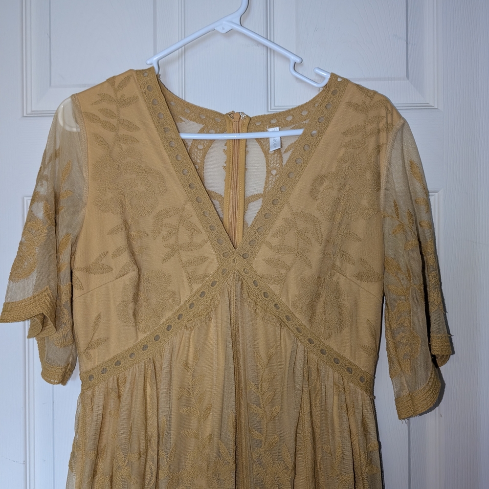 Pinkblush Gold Embroidered Maxi Dress